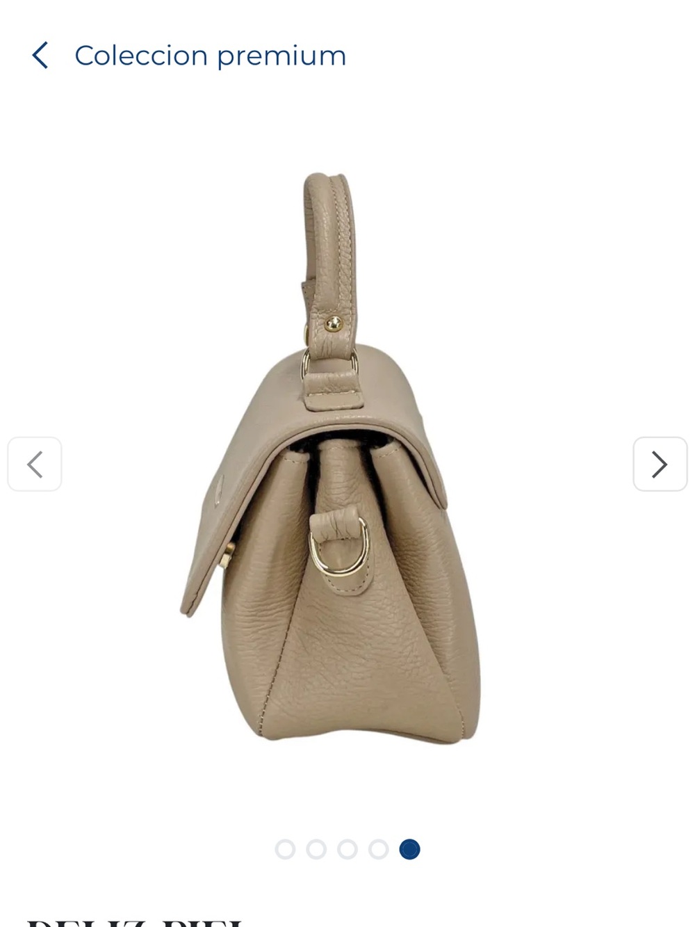 MEXICANA Leather Beige Top-Handle Satchel with Gold Accent, Crossbody - Picture 5 of 8